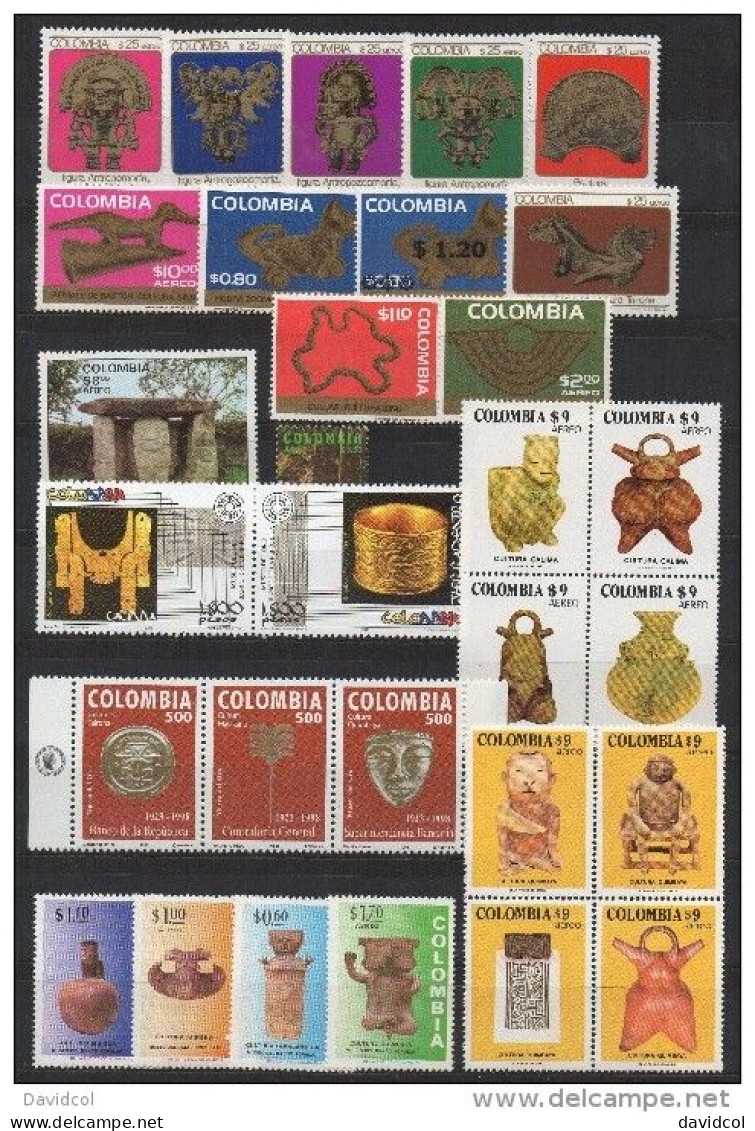 0079E - KOLUMBIEN - ARCHAELOGY IN COLOMBIA ISSUES, LOT X 30 MNH STAMPS.  CV: € 75.00 - Archéologie