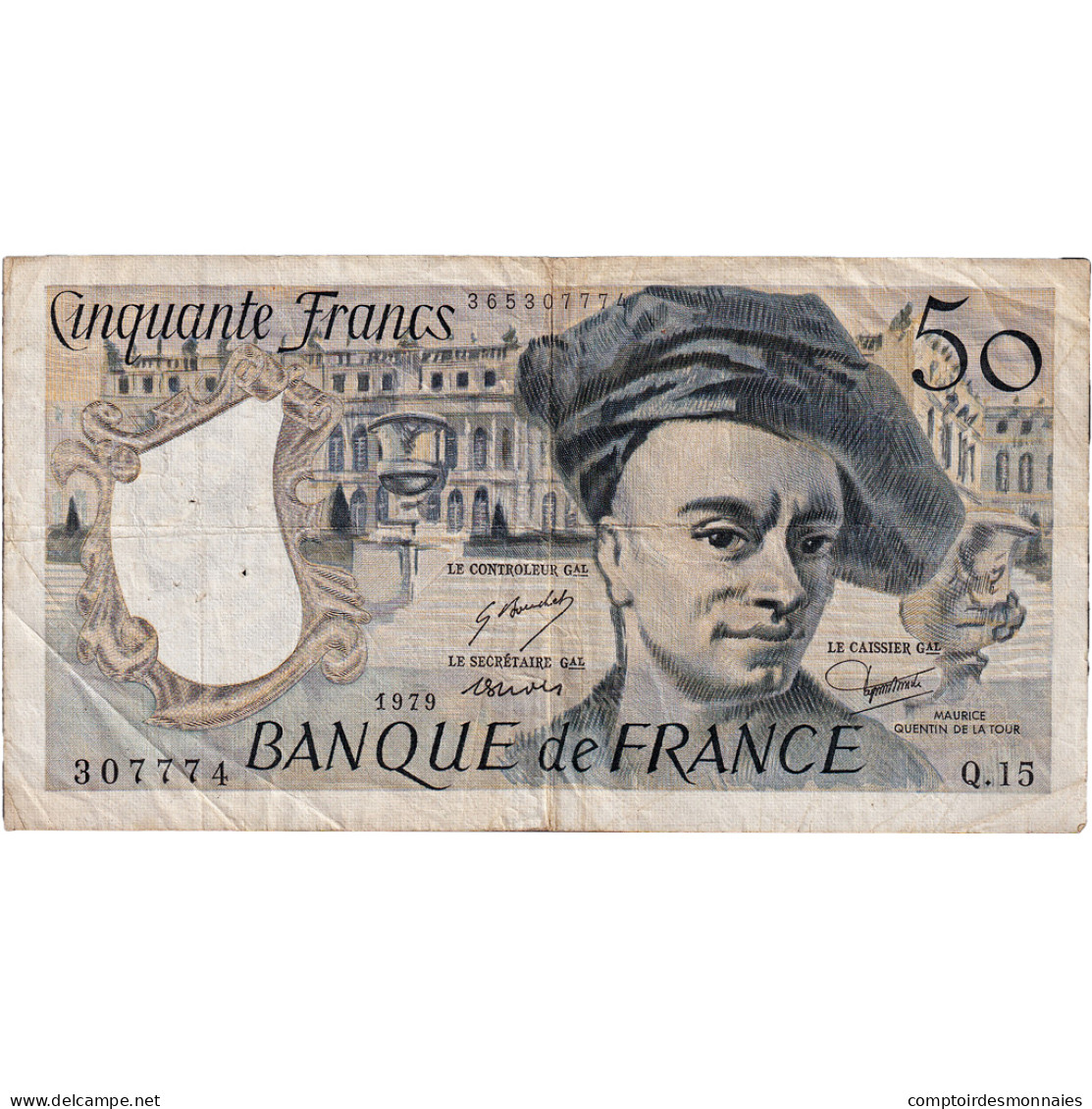 France, 50 Francs, Quentin De La Tour, 1979, Q.15, TB+, Fayette:67.4, KM:152a - 50 F 1976-1992 ''Quentin De La Tour''