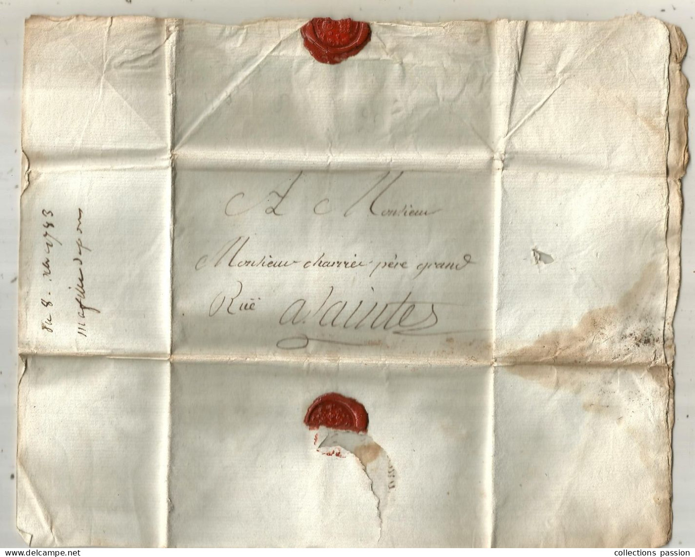 Lettre, Préphilatélie, Précurseurs XVIII E Siècle, 1783, PARIS, 2 Scans - 1701-1800: Précurseurs XVIII