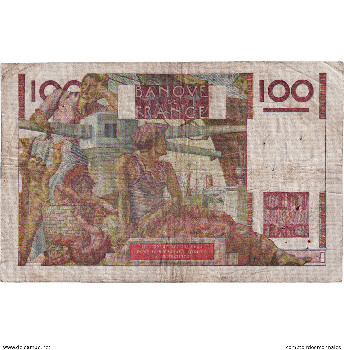 France, 100 Francs, Jeune Paysan, 1946, U.61, TB, Fayette:28.5, KM:128a - 100 F 1945-1954 ''Jeune Paysan''