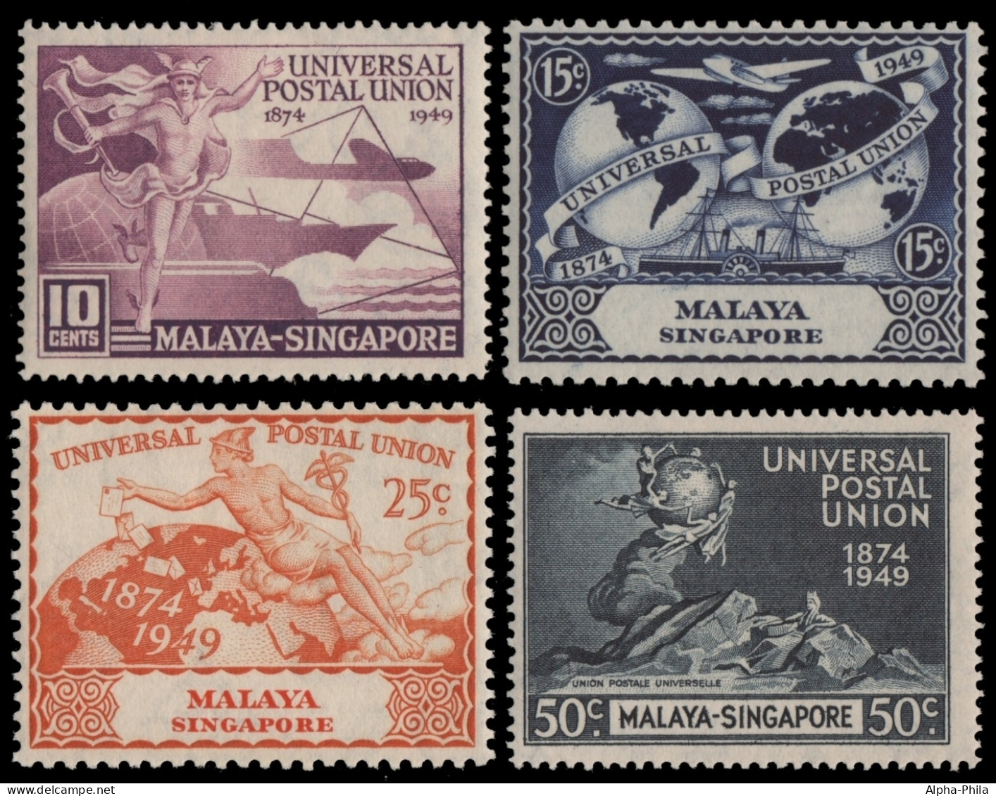 Singapur 1949 - Mi-Nr. 23-26 * - MH - UPU - Singapour (...-1959)