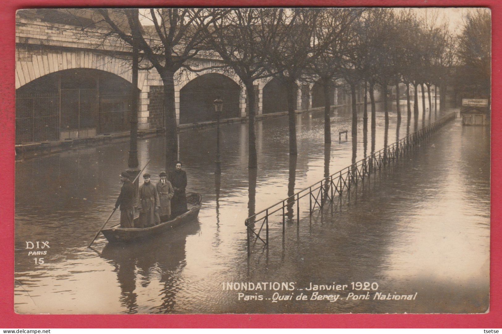 Paris - Inondations ... Janvier 1920 - Quai De Berey, Pont National / Carte Photo - 1920  ( Voir Verso ) - La Seine Et Ses Bords