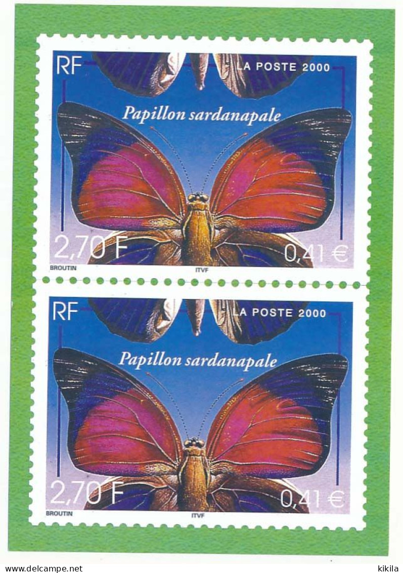 Carton 10,5 X 15 Timbre Poste France "Papillon Sardanapale" 2,70F / 0,41€   N° 3332 (Y&T) - Timbres (représentations)