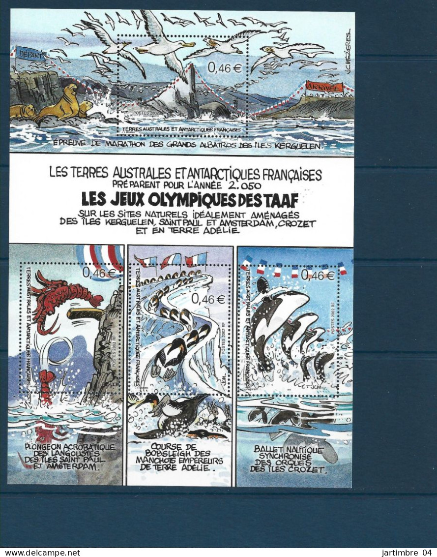 2002 TAAF  BF 7 Ou 340-43** J.O Aux TAAF, Albatros, Langouste, Orque - Hojas Bloque