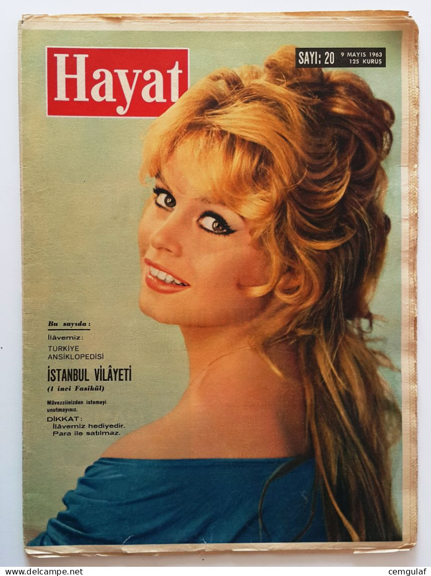 LIFE Magazine TURKISH EDITION (FASHION, CINEMA, ACTIVITY) HAYAT 20/1963  BRIGITTE BARDOT - Bioscoop En Televisie