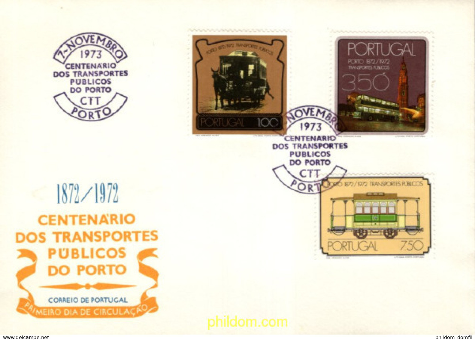 715147 MNH PORTUGAL 1973 CENTENARIO DE LOS TRANSPORTES PUBLICOS DE PORTO - Otros & Sin Clasificación