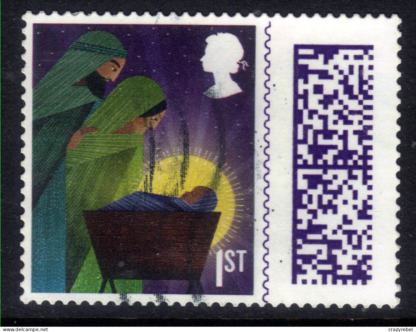 GB 2022 QE2 1st Christmas Barcode Holy Family Used SG 4733 ( M1163 ) - Used Stamps