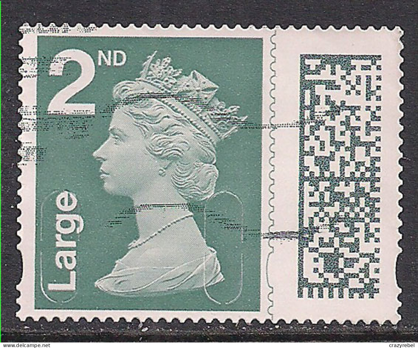 GB 2022 QE2 2nd Large Grey Green Barcode Machin SG V4527 Used ( J291 ) - Used Stamps