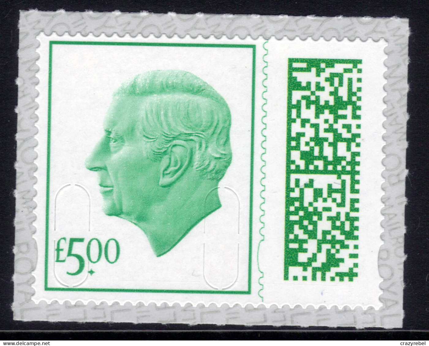 GB 2023 KC 3rd £5 Spruce Green Barcode Machin M23L Umm  ( M520 ) - Nuovi