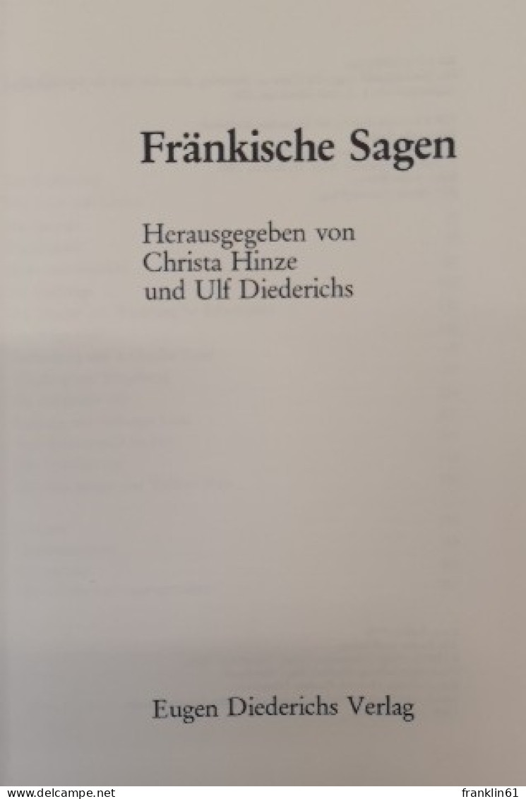 Fränkische Sagen. - Sagen En Legendes