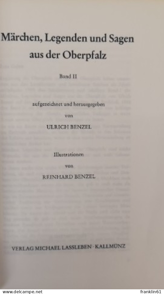 Märchen, Legenden Und Sagen Aus Der Oberpfalz; Teil: Bd. 1. - Sagen En Legendes