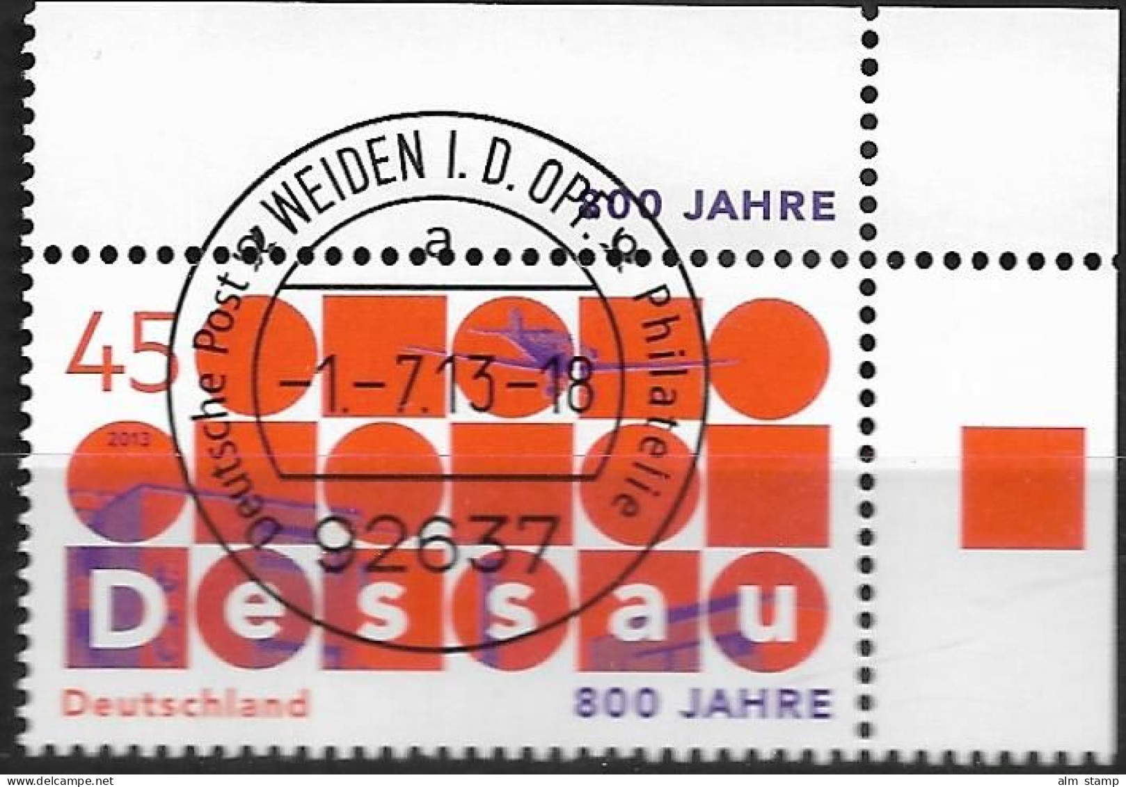 2013 Deutschland Germany . Mi. 3019 FD-used Weiden  EOR  800 Jahre Dessau - Gebraucht