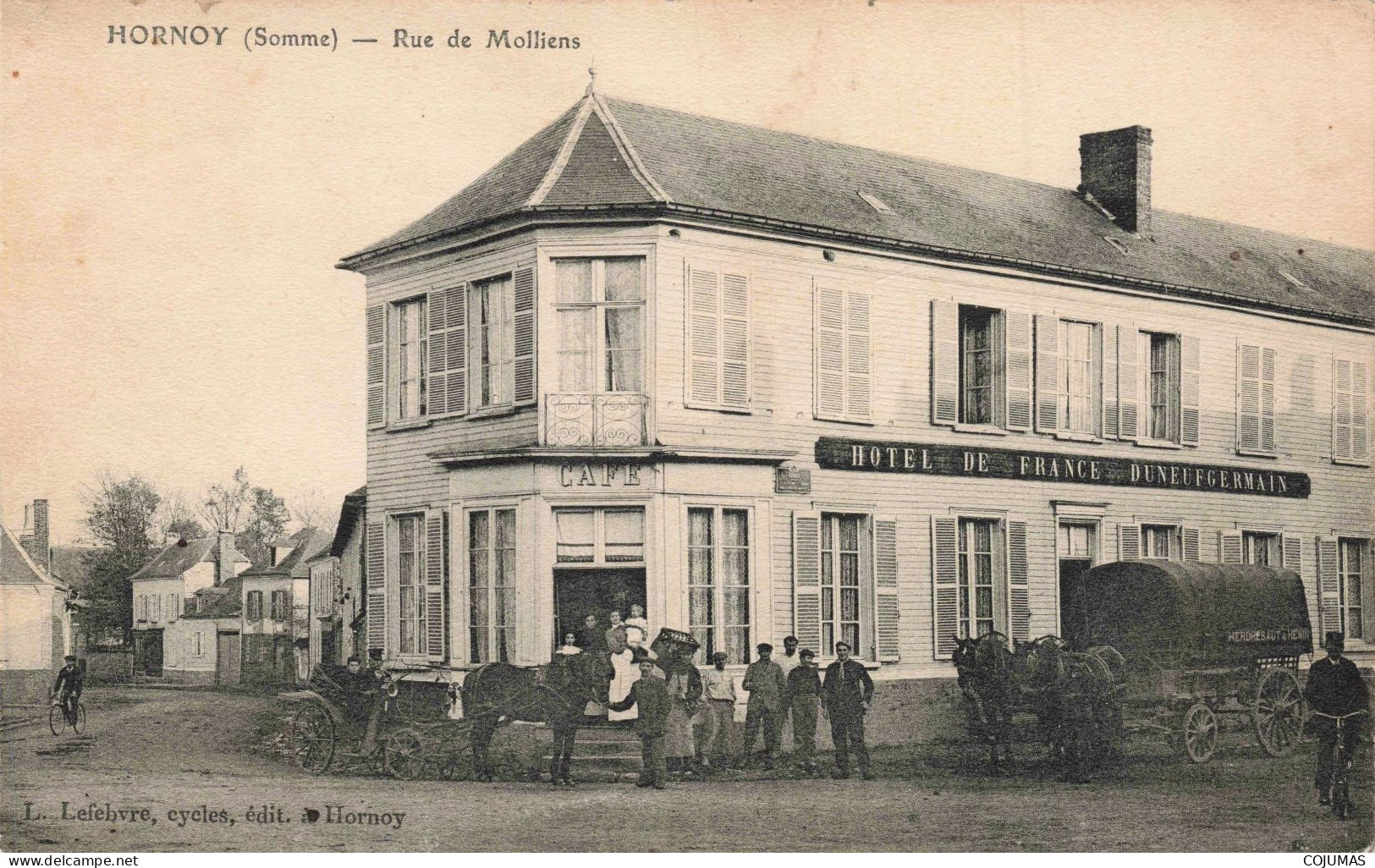 80 - HORNOY _S24015_ Rue De Molliens - Hôtel De France Duneufgermain Café - Hornoy Le Bourg