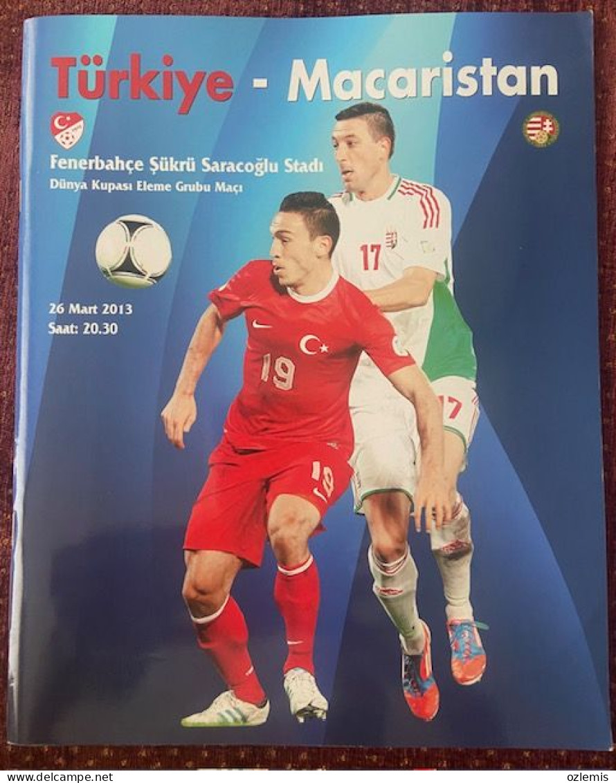 TURKEY -HUNGARY ,WORLD CUP  ,MATCH SCHEDULE ,2013 - Libri