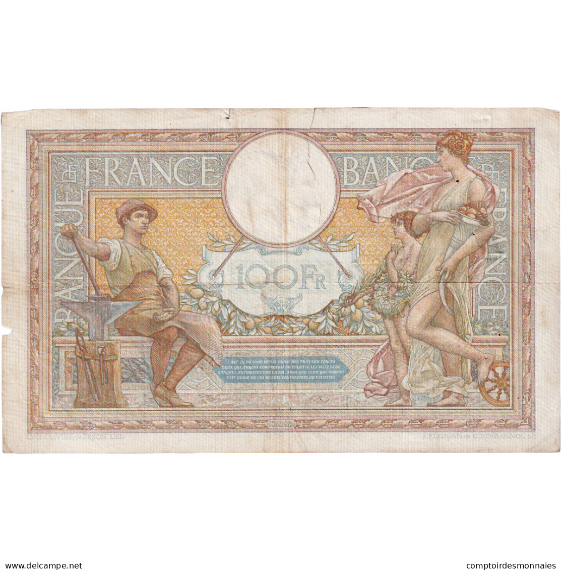 France, 100 Francs, Luc Olivier Merson, 1937, K.56698, TTB, Fayette:25.7, KM:86b - 100 F 1908-1939 ''Luc Olivier Merson''