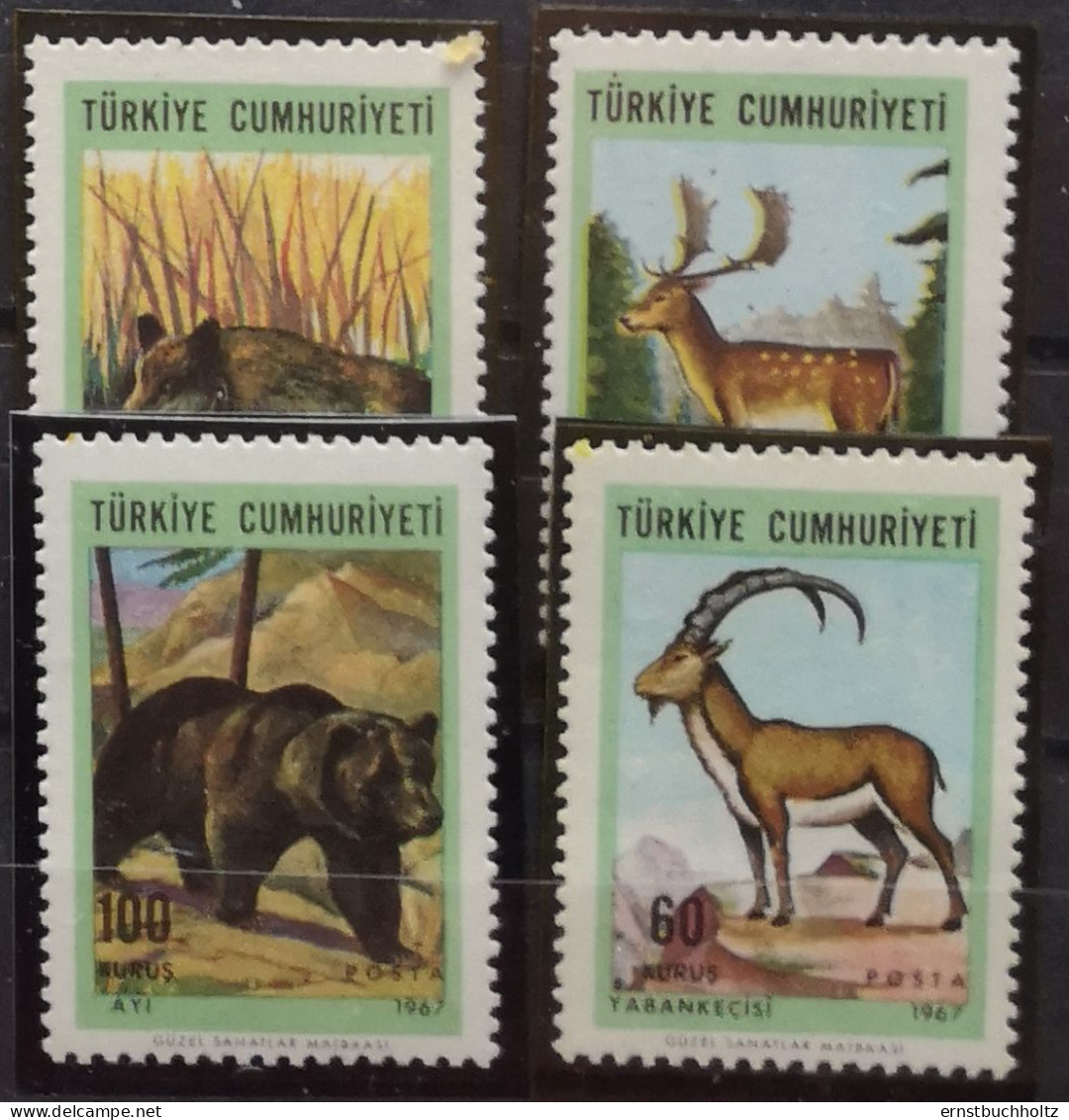 Türkei 1967 Wildlebende Säugetiere Mi 1715/18** - Unused Stamps