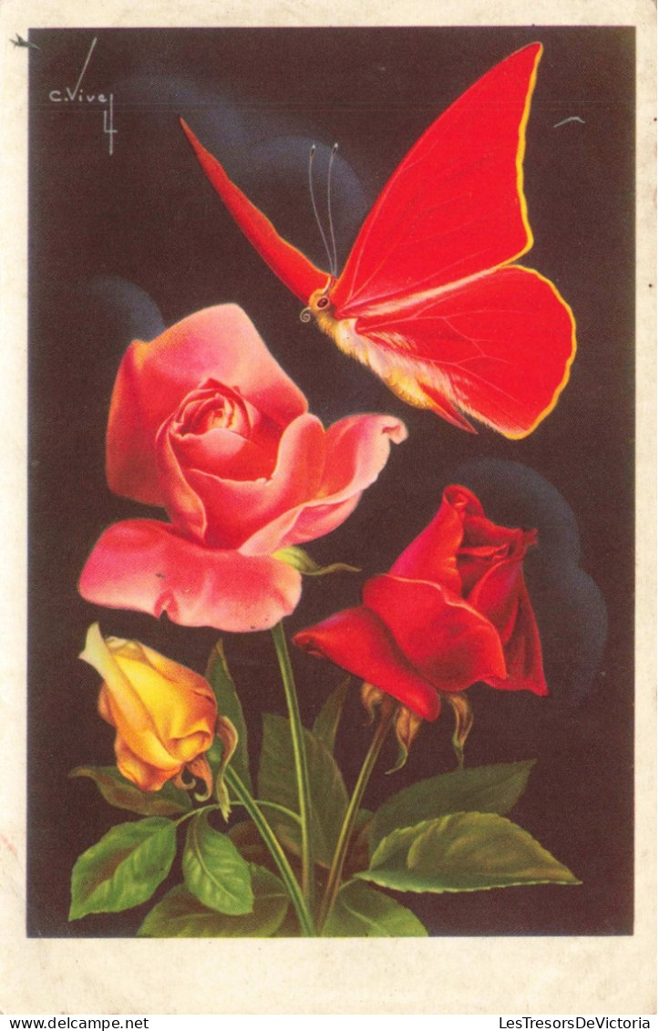 FÊTES ET VOEUX - Fêtes Des Mères - De Jolies Roses Décorées Par Un Papillon - Colorisé - Carte Postale Ancienne - Día De La Madre