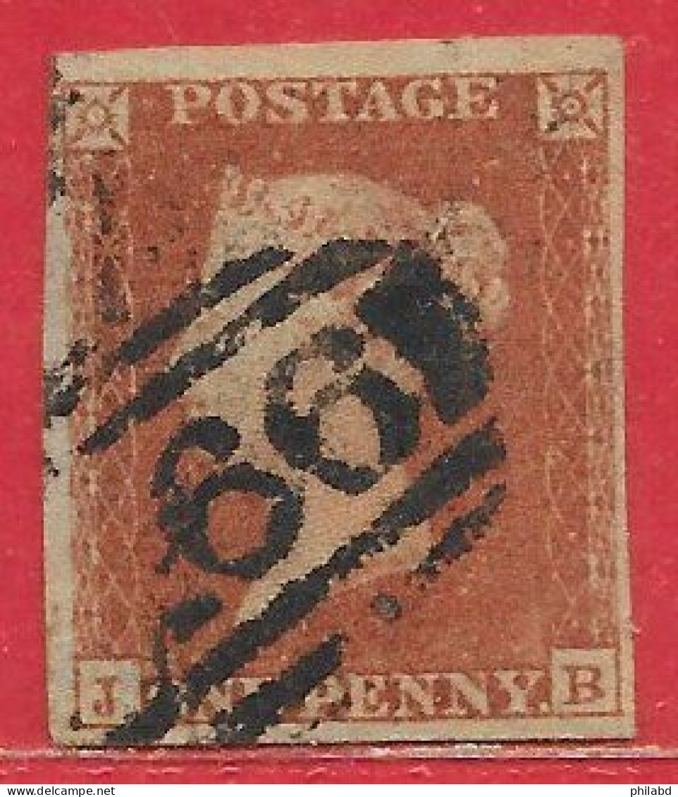 Grande-Bretagne N°3 1p Rouge-brun Sur Azuré (petite Couronne) 1841 O - Used Stamps