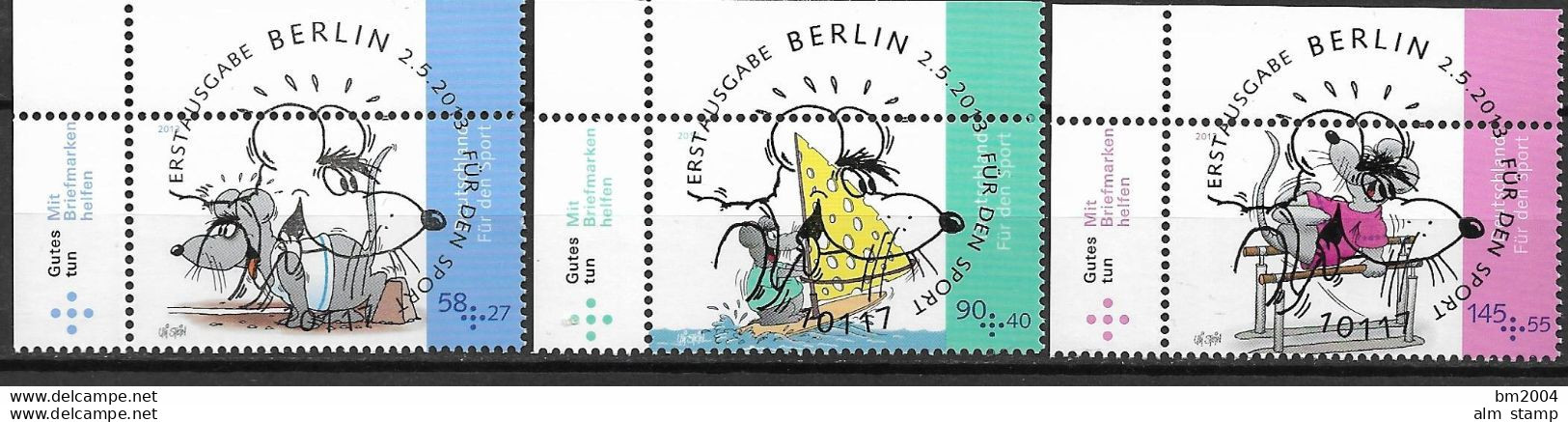 2013. Deutschland  Germany. Mi. 3004-6 FD-used Berlin EOL  Sporthilfe: Cartoons - Gebraucht