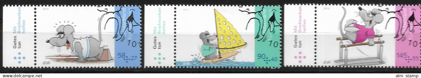 2013. Deutschland  Germany Mi. 3004-6 FD-used Berlin   Sporthilfe: Cartoons - Gebraucht