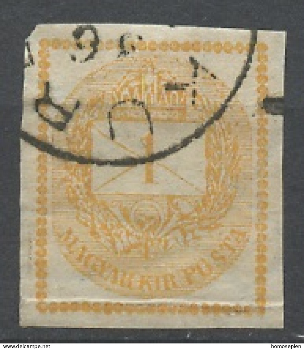 Hongrie - Hungary - Ungarn Journaux 1874 Y&T N°J3a - Michel N°ZM3 (o) - 1k Couronne Et Cor Postal - Journaux