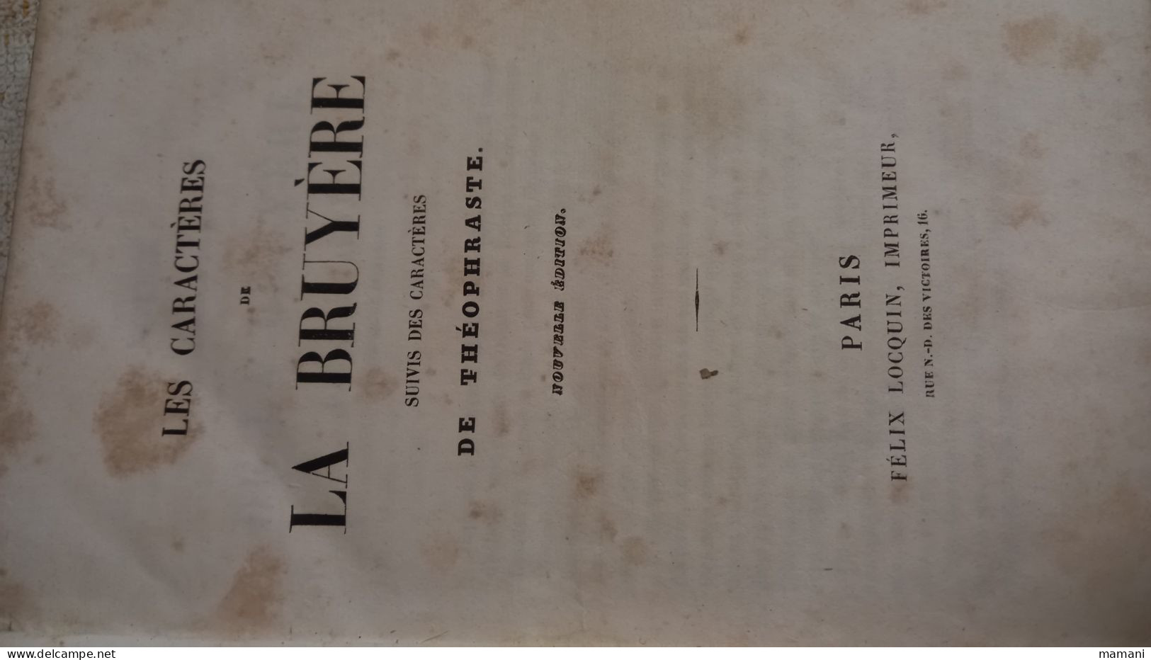 Les caracteres de La bruyère -offert a un eleve par l'institution BELLAGUET en 1856