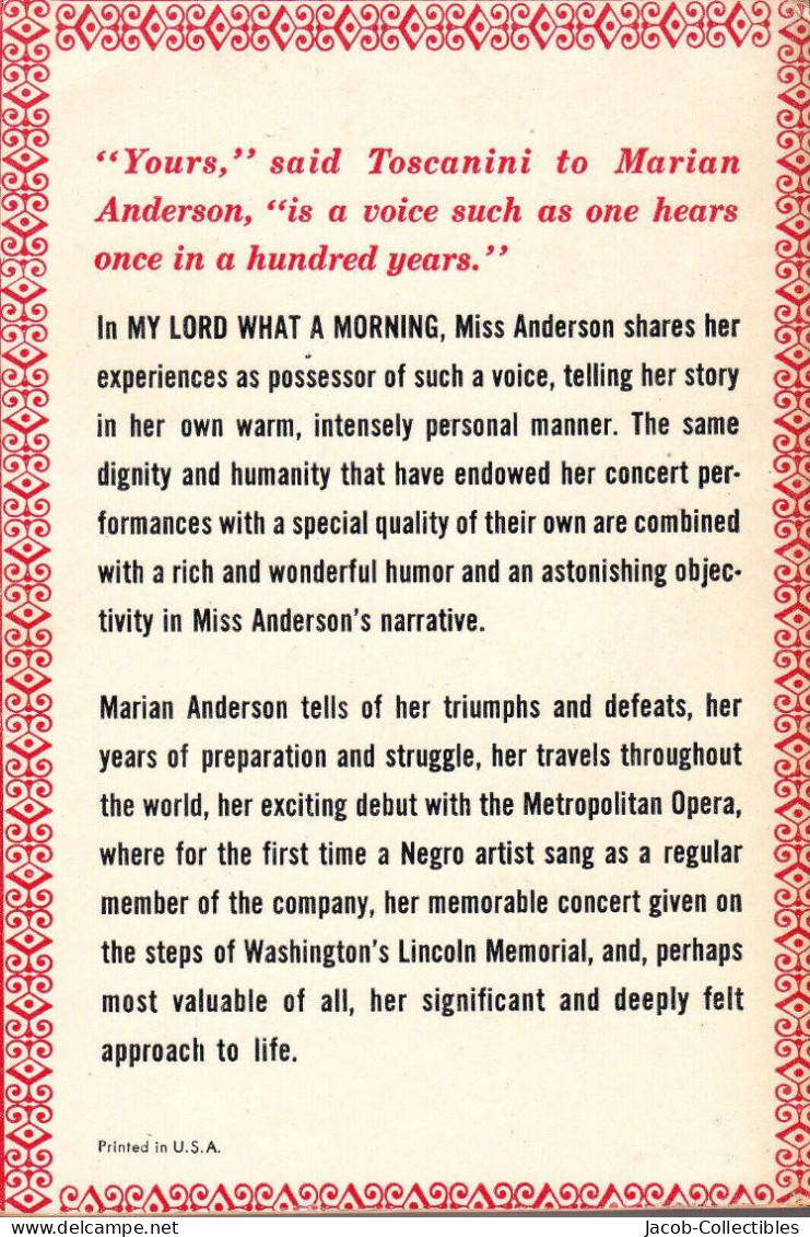 Marian Anderson - Autobiography | Lincoln Memorial Concert Opera - Music