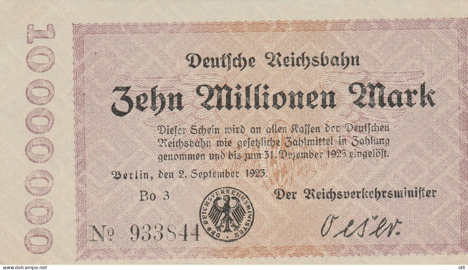 GERMANY 10000000M 1923 P-106 UNC - 10 Millionen Mark