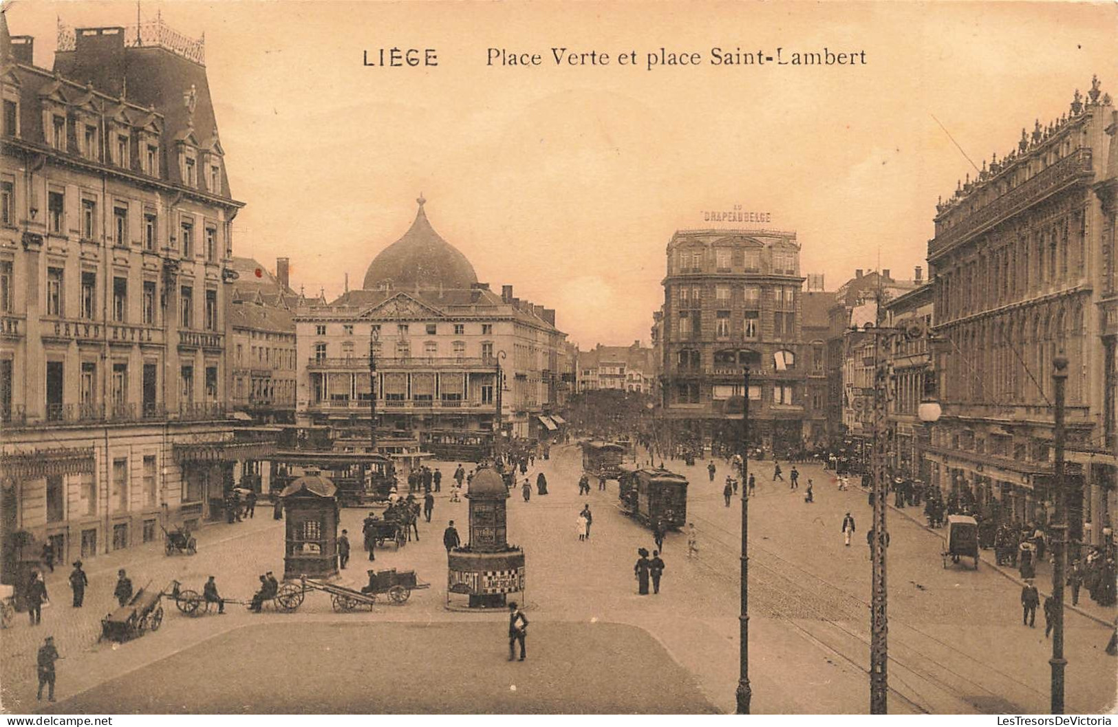BELGIQUE - Liége - Place Verte Et Place Saint Lambert - Animé - Carte Postale Ancienne - Liege