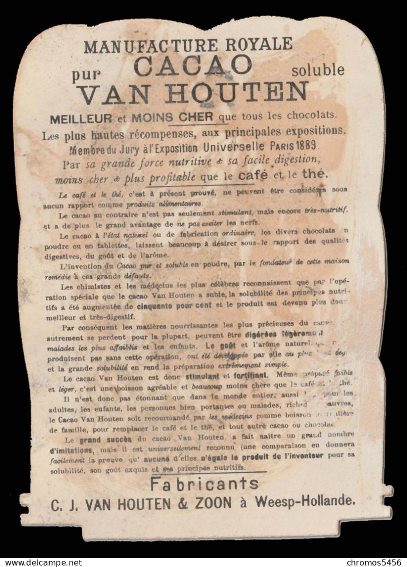 CHROMO GRAND FORMAT Cartonnée Cacao Van Houten -  Jeunes Cueillent Des Fleurs - 160x110mm - Van Houten