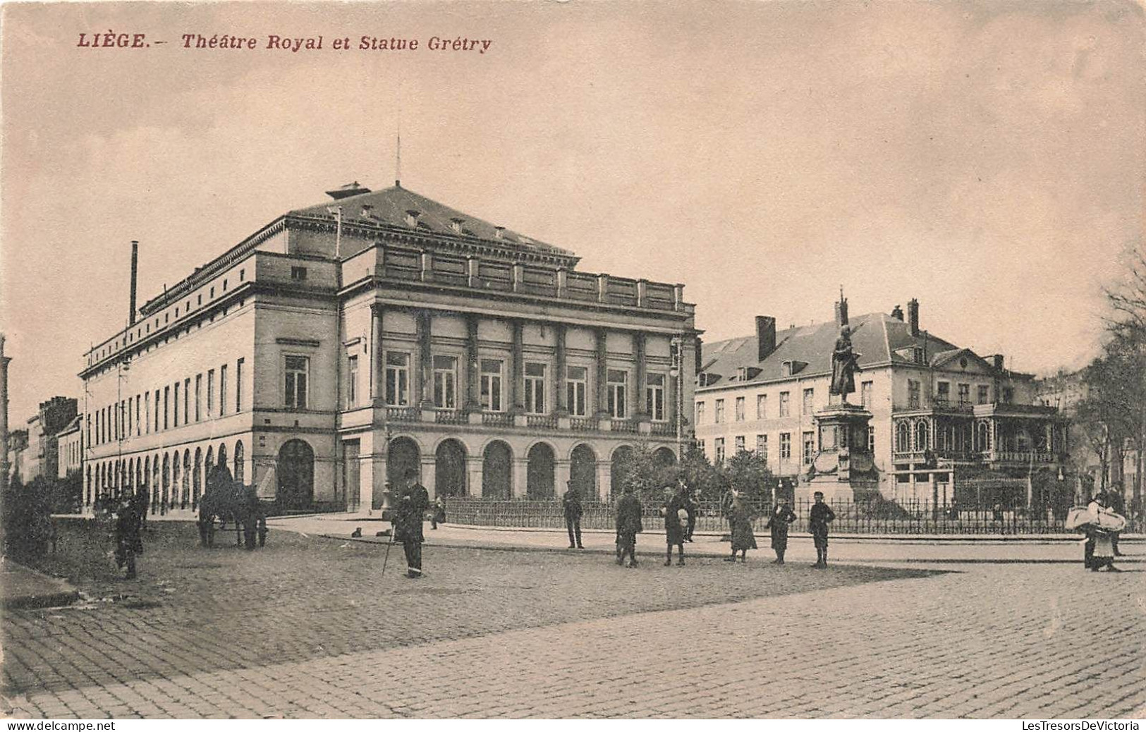 BELGIQUE - Liége - Théâtre Royal Et Statue Grétry - Carte Postale Ancienne - Liege