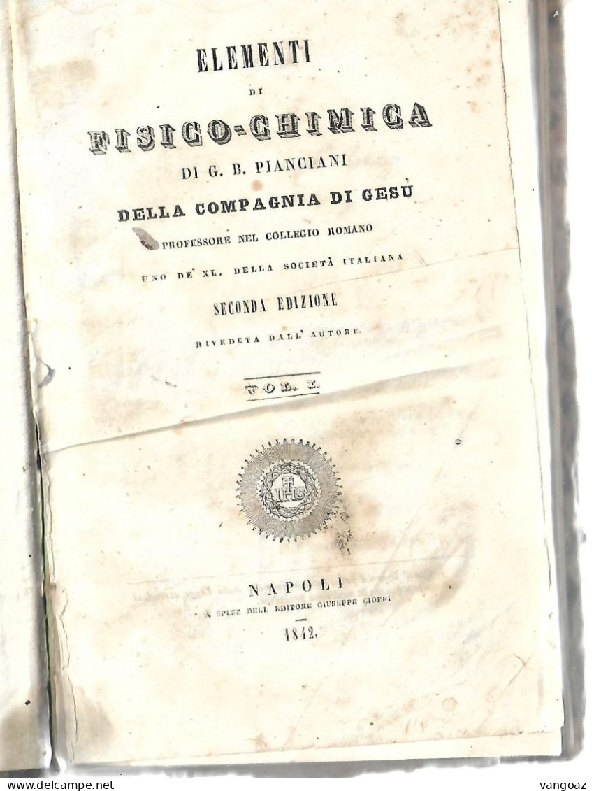 ELEMENTI DI FISICO-CHIMICA - 1842 - Mathématiques Et Physique