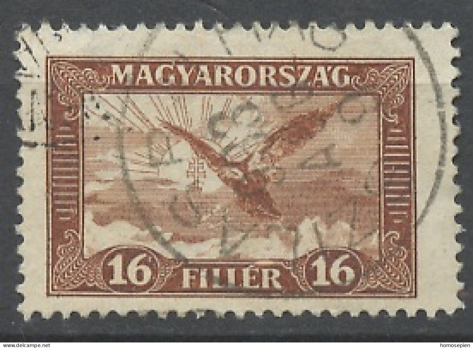 Hongrie - Hungary - Ungarn Poste Aérienne 1927-30 Y&T N°PA14 - Michel N°F431 (o) - 16fi Oiseau Turul - Usado