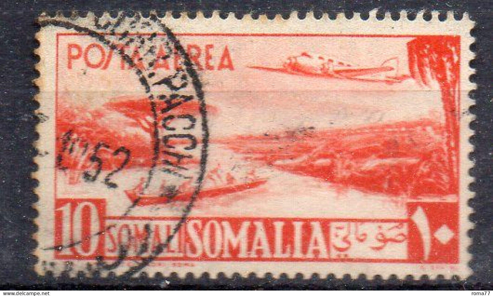 MONK684 - SOMALIA AFIS 1950 , Posta Aerea 10 Som. N. 11 Usato - Somalia (AFIS)