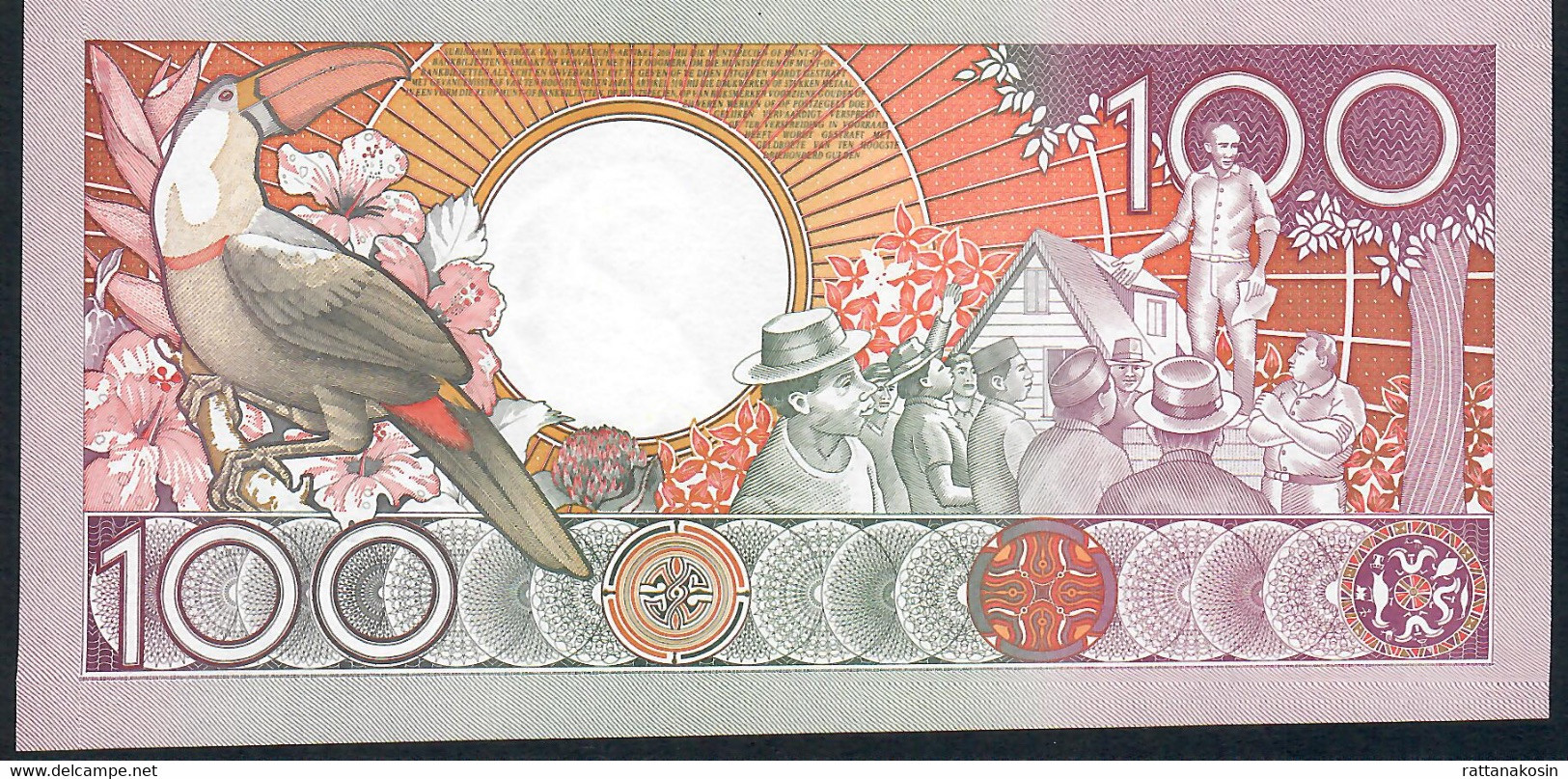 SURINAM  P133a 100 GULDEN 1986 UNC. - Surinam