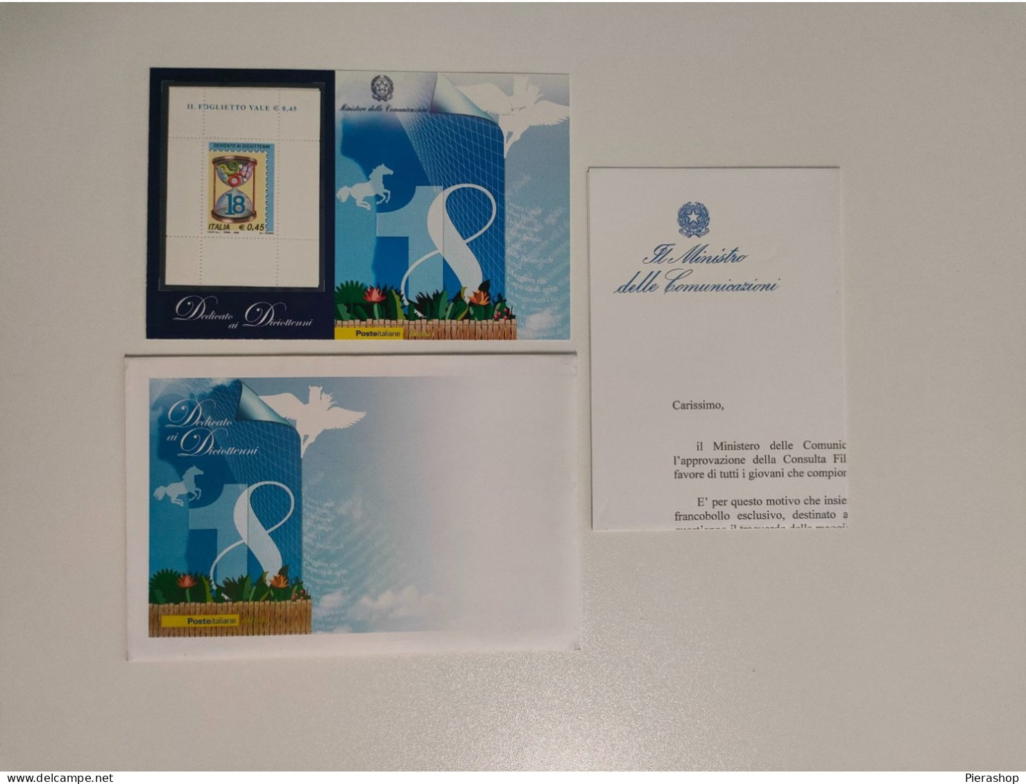 2006 Francobollo Diciottenni Foglietto Blu Cartoncino Italia Gentiloni 18 Anni - Feuilles Complètes