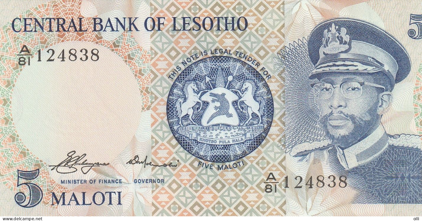 LESOTHO 5 Maloti ND P- 2 UNC - Lesoto