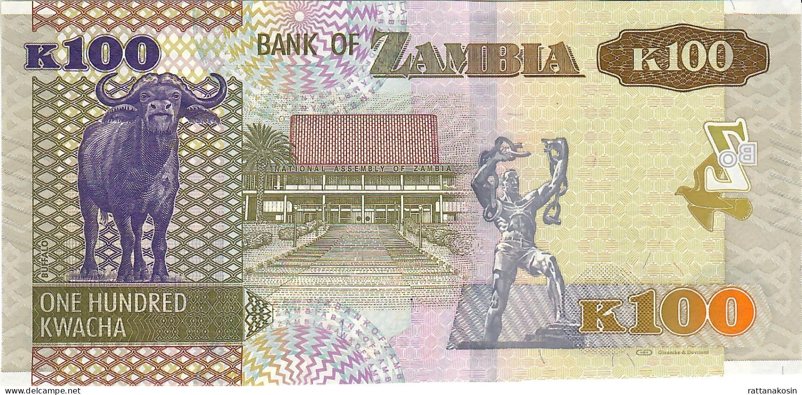 ZAMBIA NLP = B170d 100 Kwacha 2022 #FL/22 Signature 14 UNC. - Zambie