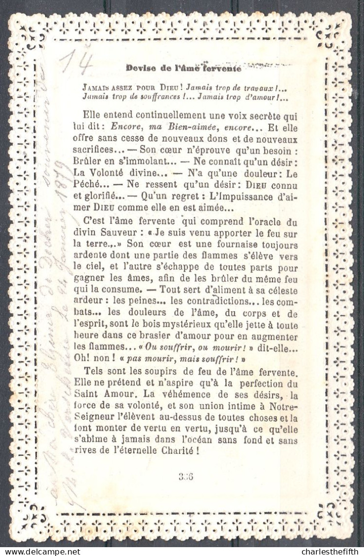 ANCIENNE IMAGE PIEUSE - DENTELLE - OLD DEVOTION IMAGE - LACE   - édit. Pontifical Letaille - * J'aime Jezus * - Images Religieuses