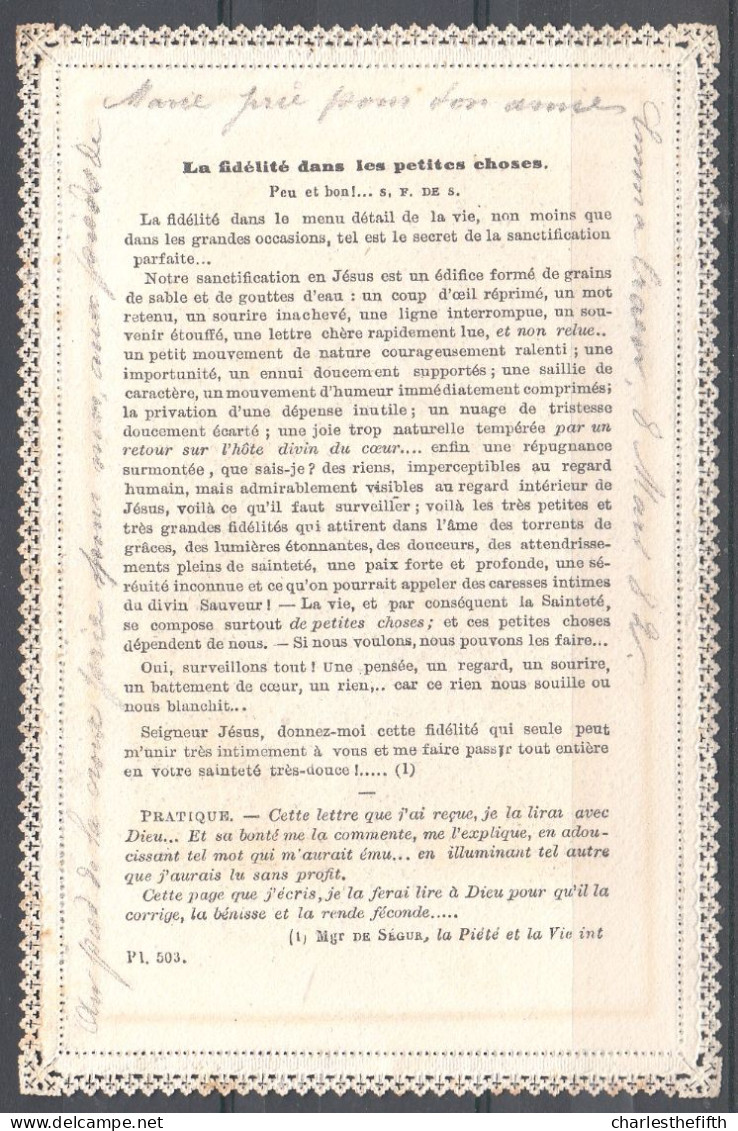 ANCIENNE IMAGE PIEUSE - DENTELLE - OLD DEVOTION IMAGE - LACE   - édit.Letaille - * La Fidélité  * - Andachtsbilder