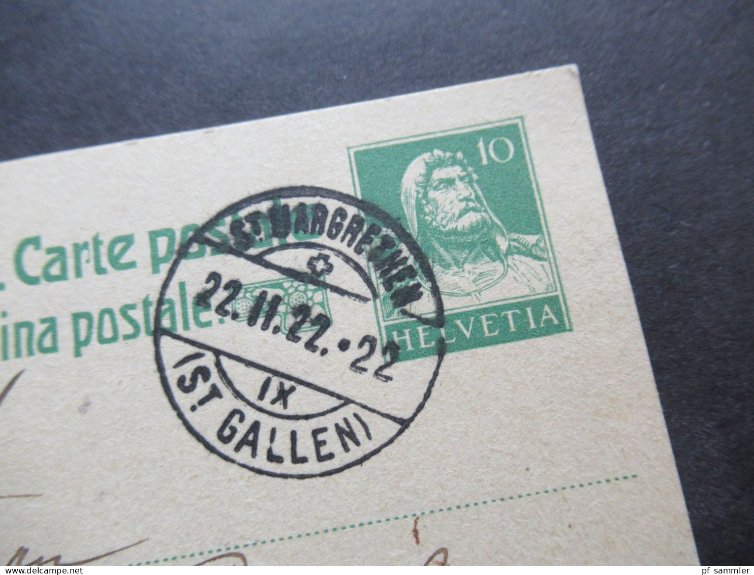 Schweiz Ganzsache Tell Mit Stempel St. Gallen St. Margrethen / Bahnpost ?! - Stamped Stationery