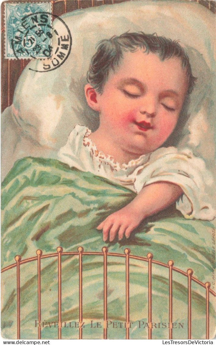 Fantaisie - Carte Contre La Lumière - Enfant Qui Dort - Réveillez Le Petit Parisien - Carte Postale Ancienne - Bebes