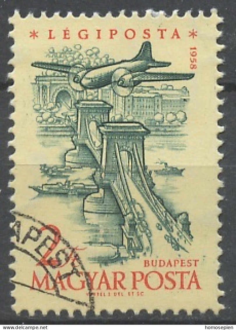 Hongrie - Hungary - Ungarn Poste Aérienne 1958-59 Y&T N°PA218 - Michel N°F1566 (o) - 2fo Pont Des Chaines à Budapest - Usado