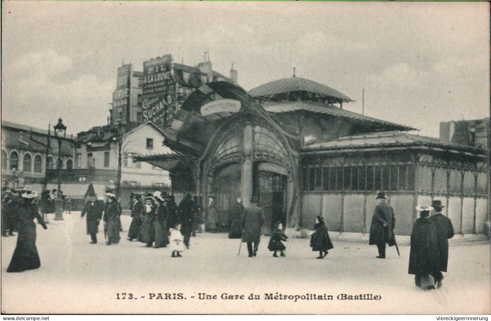 ! [75]  Cpa, Paris, Gare Du Metropolitain, Bahnhof Bastille, Art Nouveau, Jugendstil - Stations, Underground
