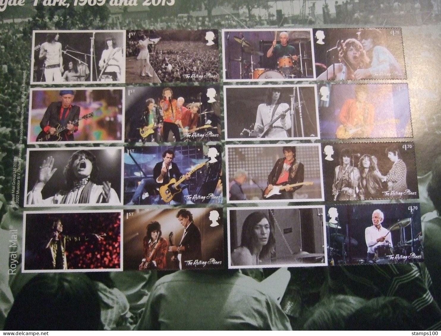 GB 2022 SG LS 138 Rolling Stones Hyde Park Smilers Sheet Umm** (groen 10216-TVN) - Unclassified