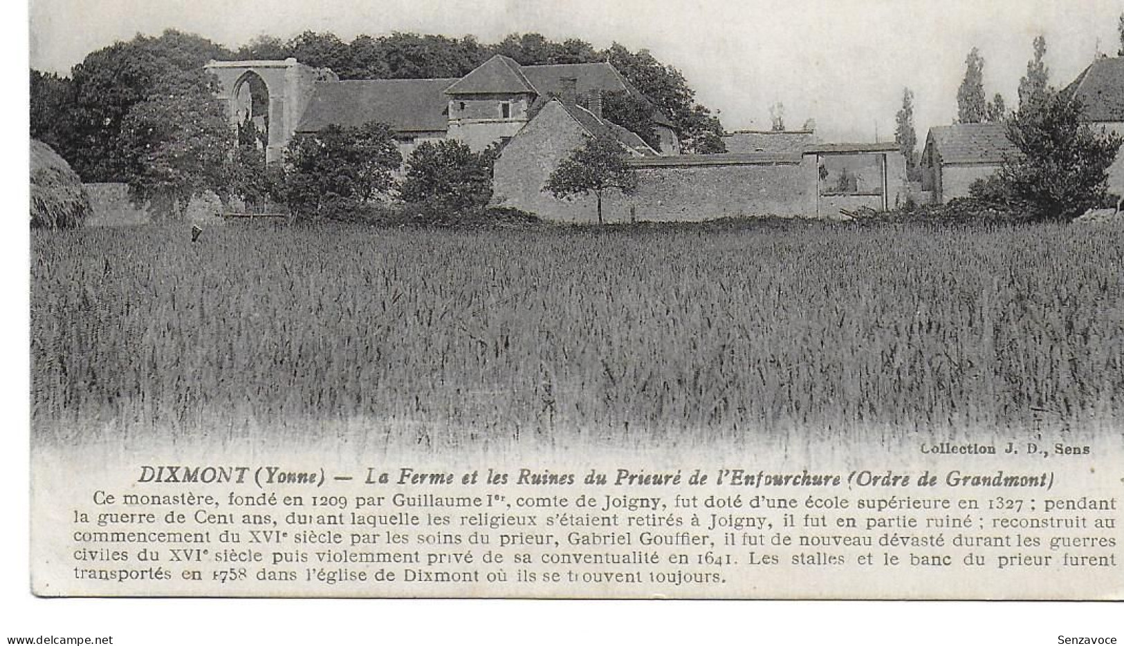 Dixmont - La Ferme Et Les Ruines Du Prieuré De L'Enfourchure - Dixmont