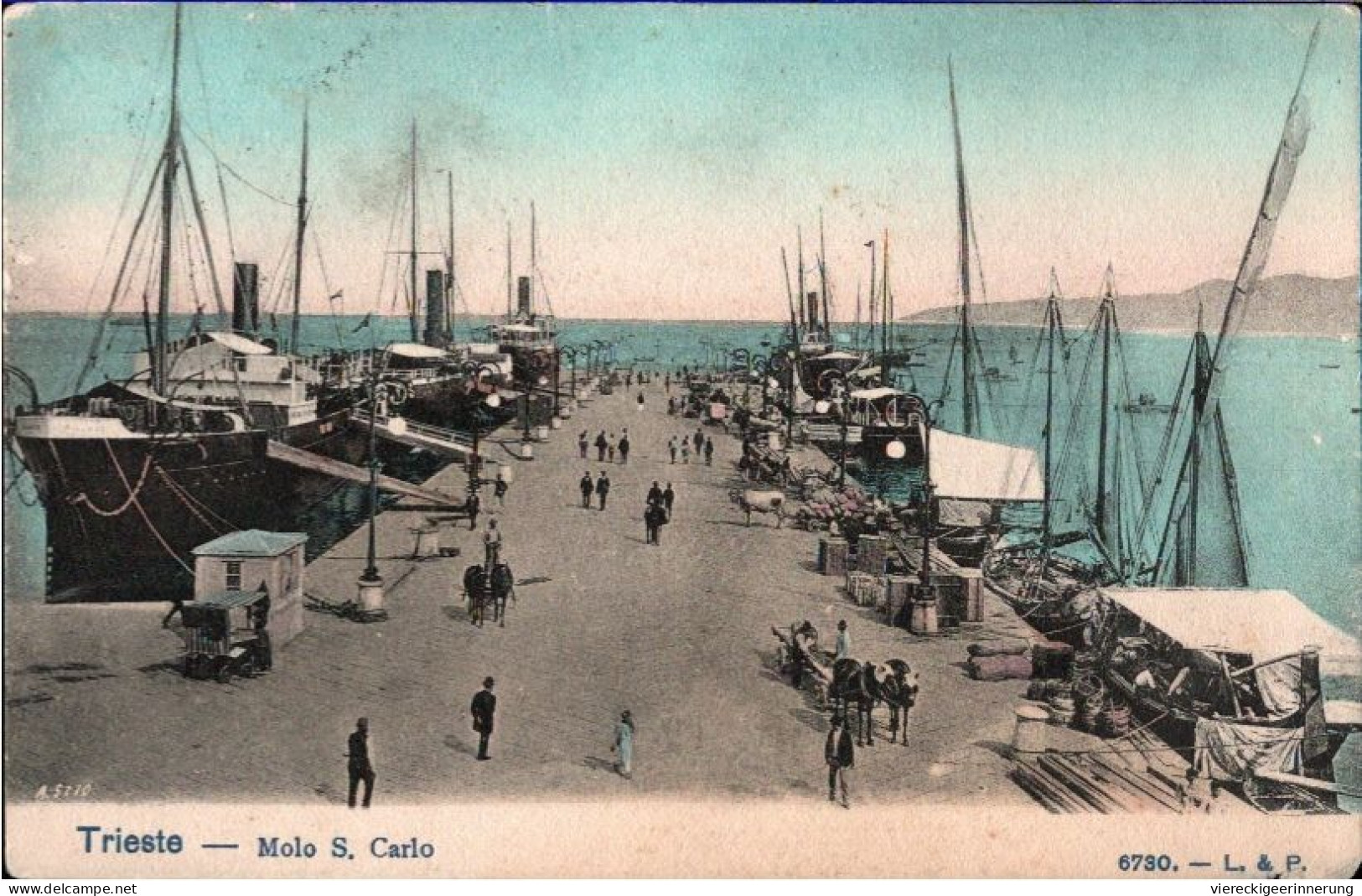 ! 1905 Alte Ansichtskarte, Trieste Molo San Carlo, Schiffe, Ships, Stempel Hofpostamt Miramar - Lettres & Documents