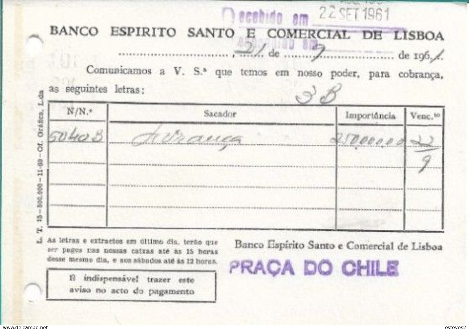 Portugal , 1961 , PÁTRIA EM PERIGO ... Slogan Postmark On Postal Stationery , BANCO ESPÍRITO SANTO - Marcophilie