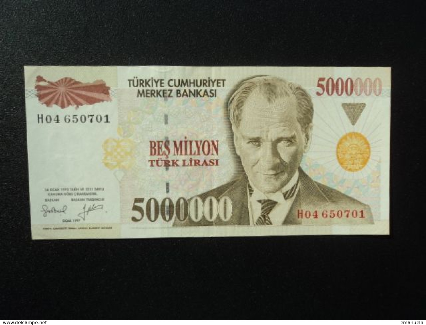 RÉPUBLIQUE DE TURQUIE * : 5 000 000 LIRA   L.1970 (1.1997)     P 210     TTB+ - Turquie