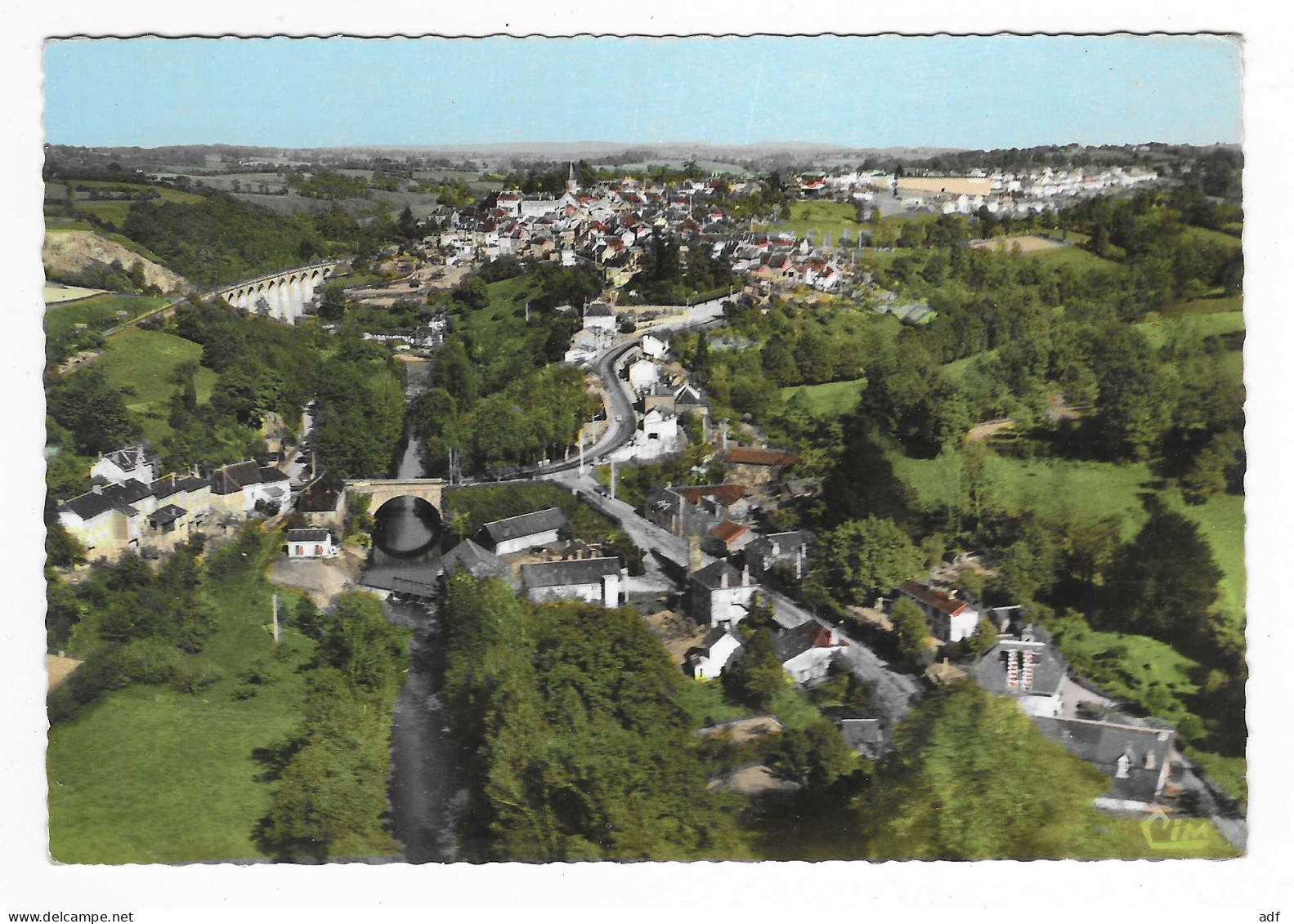 CPSM COLORISEE PIERRE BUFFIERE, VUE GENERALE AERIENNE SUR LA BRIANCE, HAUTE VIENNE 87 - Pierre Buffiere